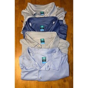Lot of 4 Pro Tour Coolplay Golf Polo Shirts Men 3X 3XLT Blue Grey Gingham Stripe